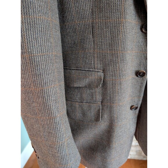 Vintage Brown Herringbone Lambs Wool Tweed Blazer Modern Prep Old Money Jacket - Picture 4 of 16